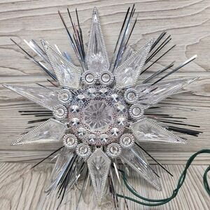 GE Silver Jewel Star‎ Tree Topper 9 Inch Clear Lights 21 Count Starburst Decor